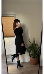 Siyah Madonna Model Etek & Kazak Triko Takım