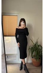 Siyah Madonna Model Etek & Kazak Triko Takım