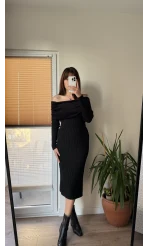 Siyah Madonna Model Etek & Kazak Triko Takım