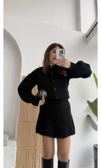 Siyah Mini Etek Hırka Takım