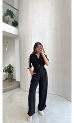 Siyah Modal Beli Lastikli Tulum - Kod: 6112