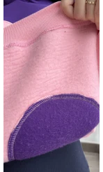 Sky Pembe-Mor 3 İplik Polarlı Sweat