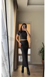 Sley Triko Etek Bluz Takım Antrasit