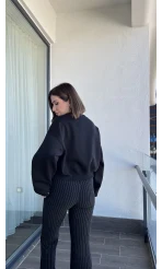 Snw Siyah 3 İplik Polarlı Sweat