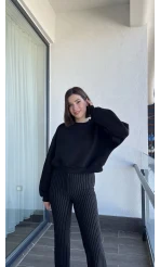 Snw Siyah 3 İplik Polarlı Sweat