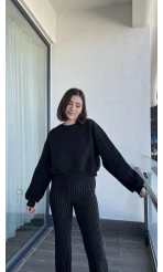 Snw Siyah 3 İplik Polarlı Sweat