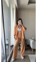 Star Çizgili Turuncu Gömlek Pantolon Takım