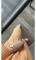 Star Çizgili Turuncu Gömlek Pantolon Takım