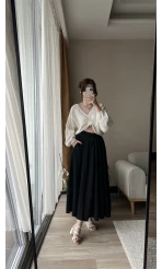Star SİYAH Uzun Cepli Etek