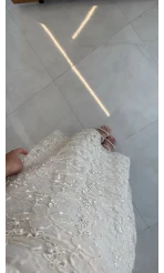 Stephen Çiçek Dokulu Uzun Elbise - Ekru - Kod: 939