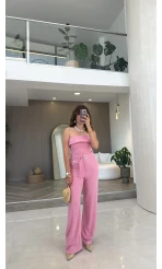 Straplez Kemerli Tulum - Pembe - Kod: 580409