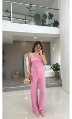 Straplez Kemerli Tulum - Pembe - Kod: 580409