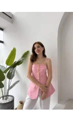Straplez Yelek Pembe