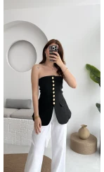 Straplez Yelek Siyah