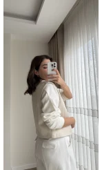 Süet Taş Yelek Astarlı