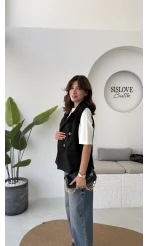 Süet Yelek - Siyah - Kod: 1211