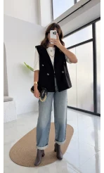 Süet Yelek - Siyah - Kod: 1211