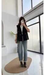 Süet Yelek - Siyah - Kod: 1211