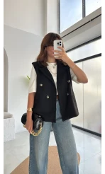 Süet Yelek - Siyah - Kod: 1211
