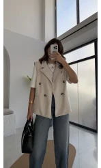 Süet Yelek - Taş - Kod: 1211