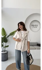 Süet Yelek - Taş - Kod: 1211