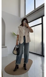 Süet Yelek - Taş - Kod: 1211