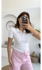 Sugar Polo Yaka Kısa T-shirt - Beyaz