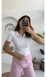 Sugar Polo Yaka Kısa T-shirt - Beyaz