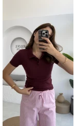 Sugar Polo Yaka Kısa T-shirt - Bordo