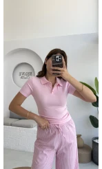 Sugar Polo Yaka Kısa T-shirt - Pembe