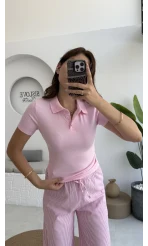Sugar Polo Yaka Kısa T-shirt - Pembe