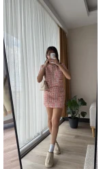 Tüvit Pembe Etekli Bluz Takım