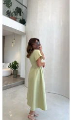 Taş Detay Midi Boy Elbise - Mint - Kod: 3220