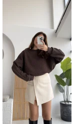 Taşlı Sweatshirt - Acı Kahve