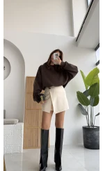 Taşlı Sweatshirt - Acı Kahve