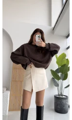 Taşlı Sweatshirt - Acı Kahve