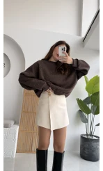 Taşlı Sweatshirt - Acı Kahve