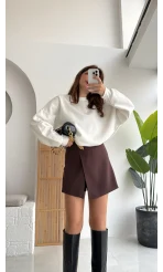 Taşlı Sweatshirt - Beyaz