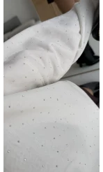 Taşlı Sweatshirt - Beyaz