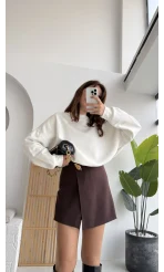 Taşlı Sweatshirt - Beyaz