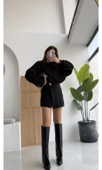 Taşlı Sweatshirt - Siyah