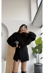 Taşlı Sweatshirt - Siyah