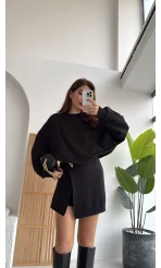 Taşlı Sweatshirt - Siyah