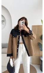 Teddy Kumaş Düğmeli Denim Ceket