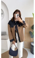 Teddy Kumaş Düğmeli Denim Ceket