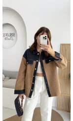 Teddy Kumaş Düğmeli Denim Ceket