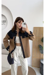 Teddy Kumaş Düğmeli Denim Ceket