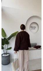 Teddy Kumaş Kimono - Kahve - Kod: 7020