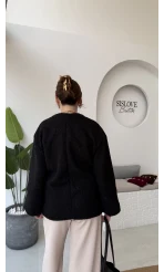 Teddy Kumaş Kimono - Siyah - Kod: 7020