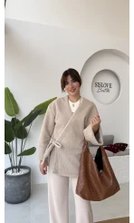 Teddy Kumaş Kimono - Taş - Kod: 7020